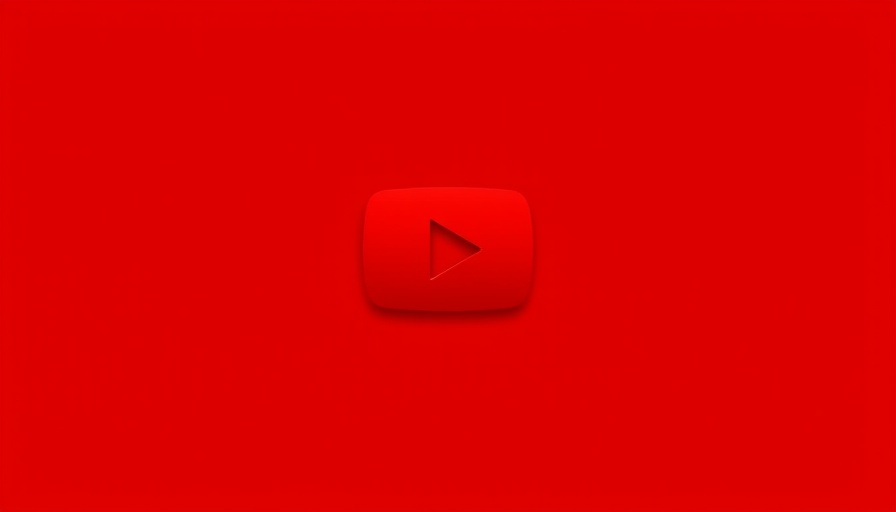 Minimalistic YouTube logo on red background.