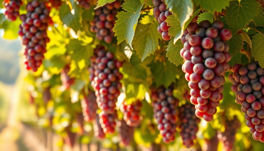 Lush grapevines representing abundance meditation in natural sunlight.