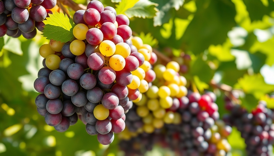 Abundance of ripe grapes in sunlight, symbolizing calming abundance meditation for anxiety relief.