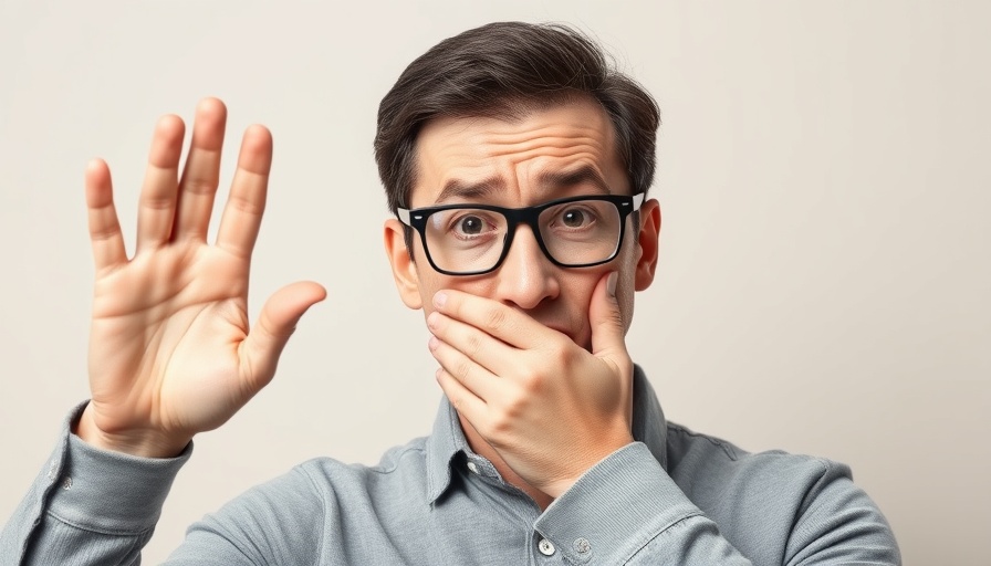 Man covering mouth and raising hand, symbolizing Clozapine infection risk.