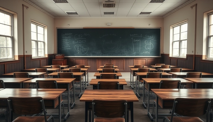 Empty classroom highlighting global teacher shortage.