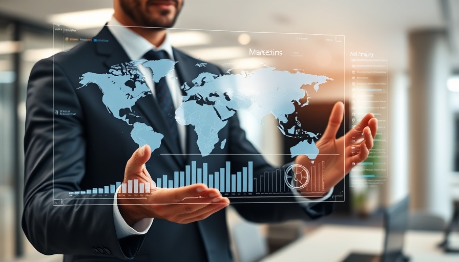 AI in digital marketing: professional analyzing holographic data interface.