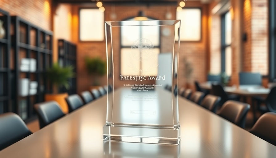Glass award symbolizing Customer Satisfaction Excellence displayed in modern office.