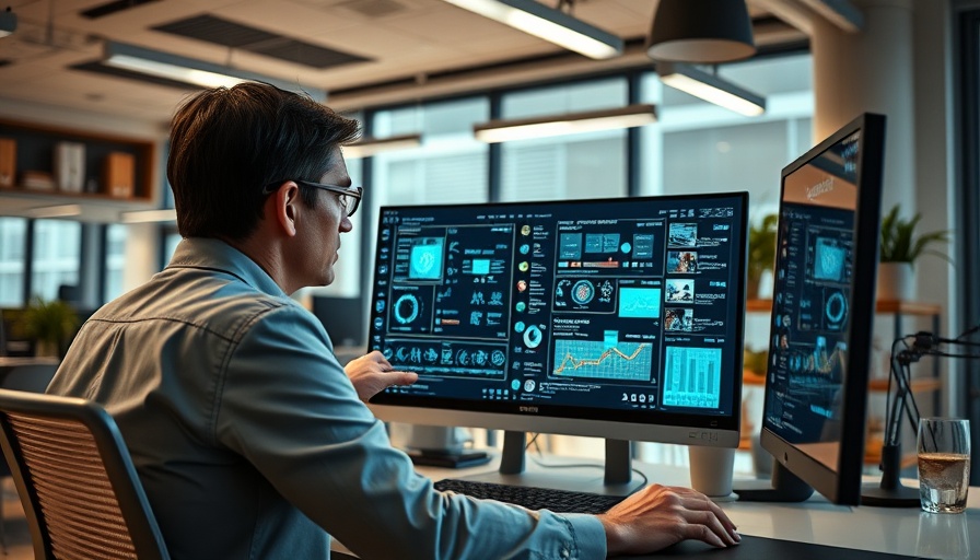 Modern office with person working on AI-generated content.