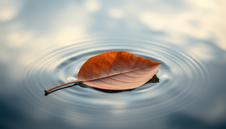 Solitary leaf floating on water, symbolizing letting go in parenting.