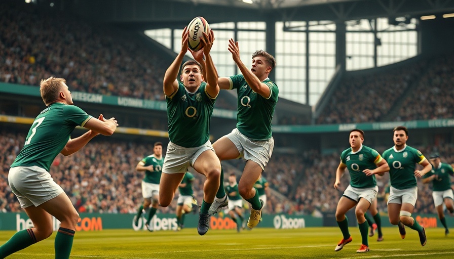 Springboks player leaps to catch ball during rugby match.