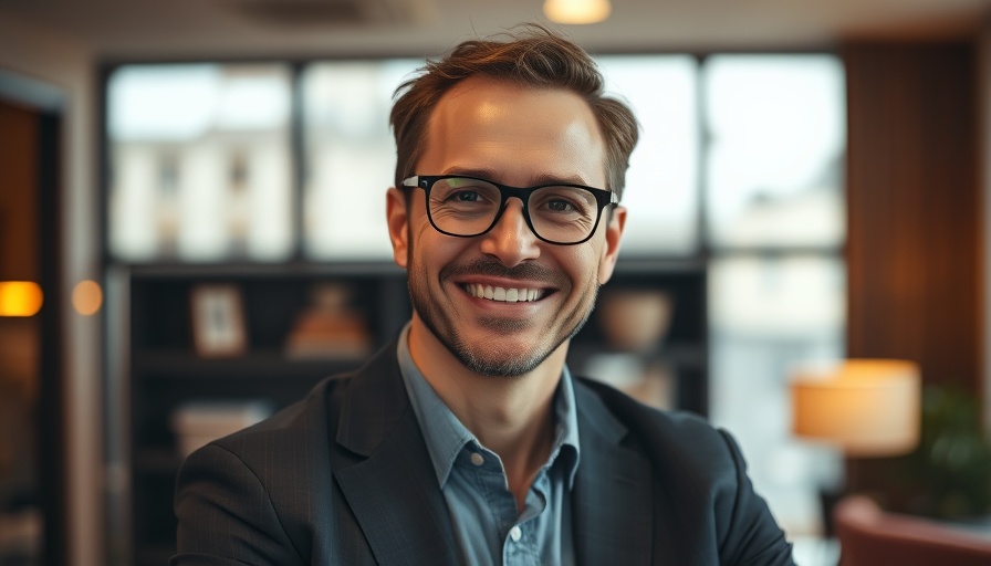 Portrait of a smiling man with glasses, professional setting.