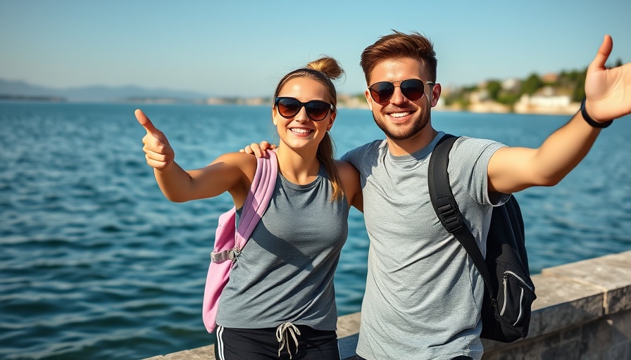 Friends enjoying a sunny day by the lake, casual and relaxed.