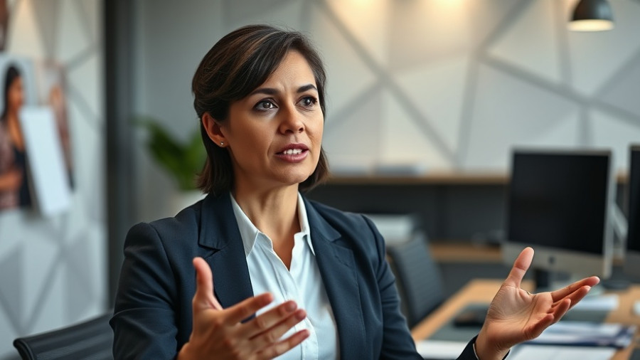 Professional woman discussing an autistic child's IEP in an office setting.