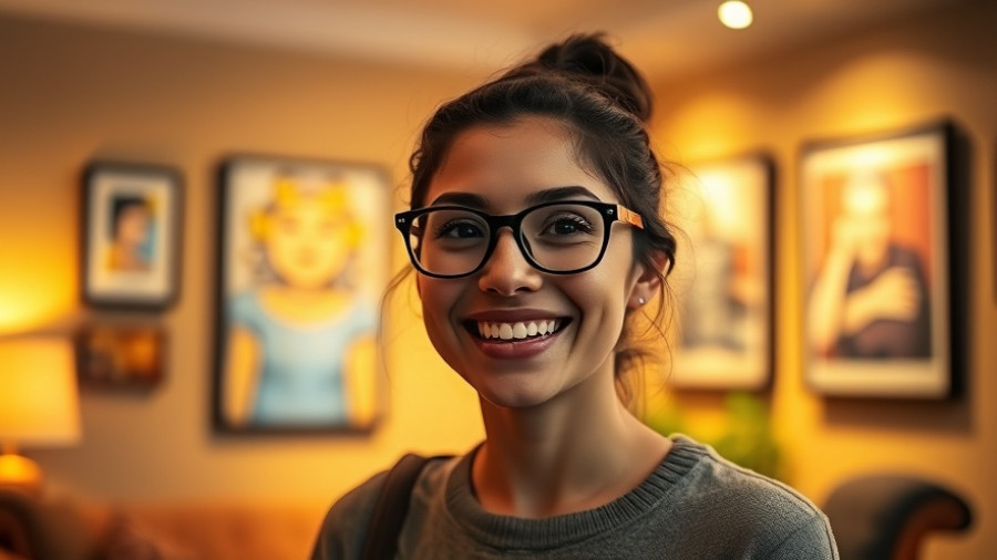 Smiling woman celebrating Inclusivity in Diwali indoors.