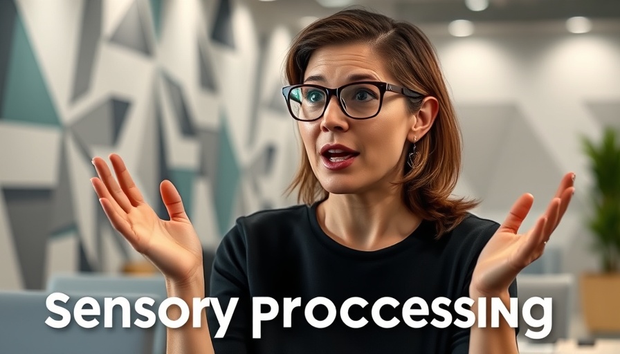 Woman explaining sensory processing in modern office setting.