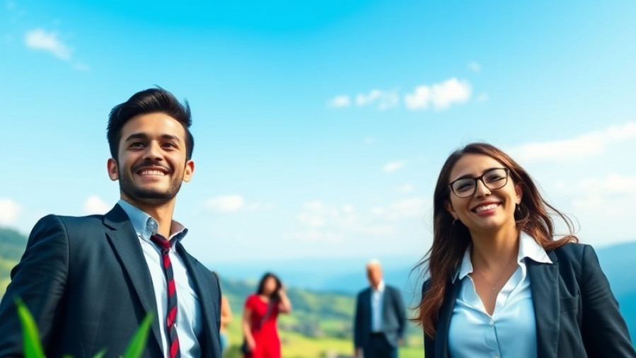Aspiring CPA achieving goals, celebrating success in lush landscapes under clear blue skies.