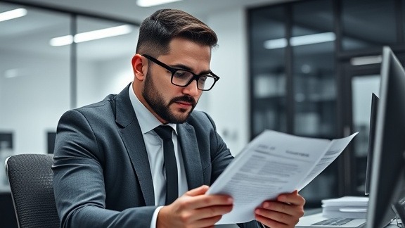 dedicated tax advisor, focused, analyzing savings reports, photorealistic, sleek modern workspace with tech gadgets, highly detailed, digital tablet in hands, crisp clarity, monochromatic tones, led panel lighting, shot with a Leica 90mm lens.