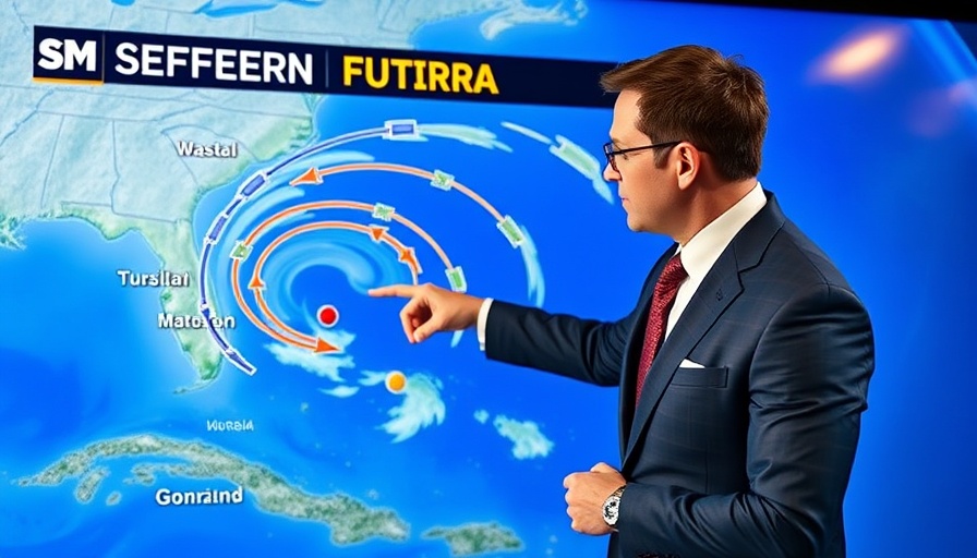 Meteorologist updating Tropical Storm Jerry's path on a digital map.