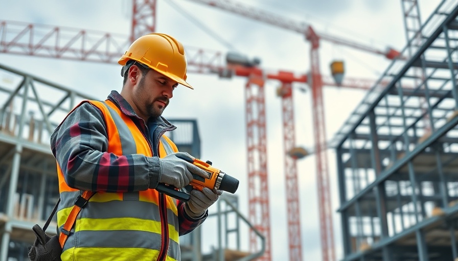 AI in construction Tampa highlighted on building site, modern technology integration.