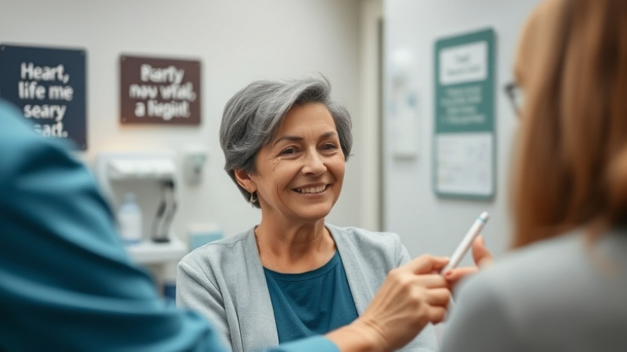 Woman smiling in a clinic setting, relevant to genetic testing for breast cancer.