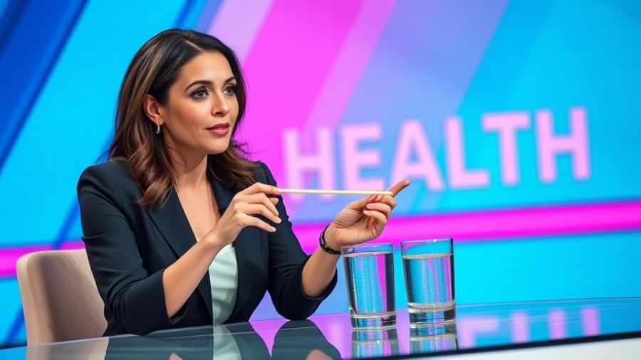 Professional woman presenting health demo on a talk show.