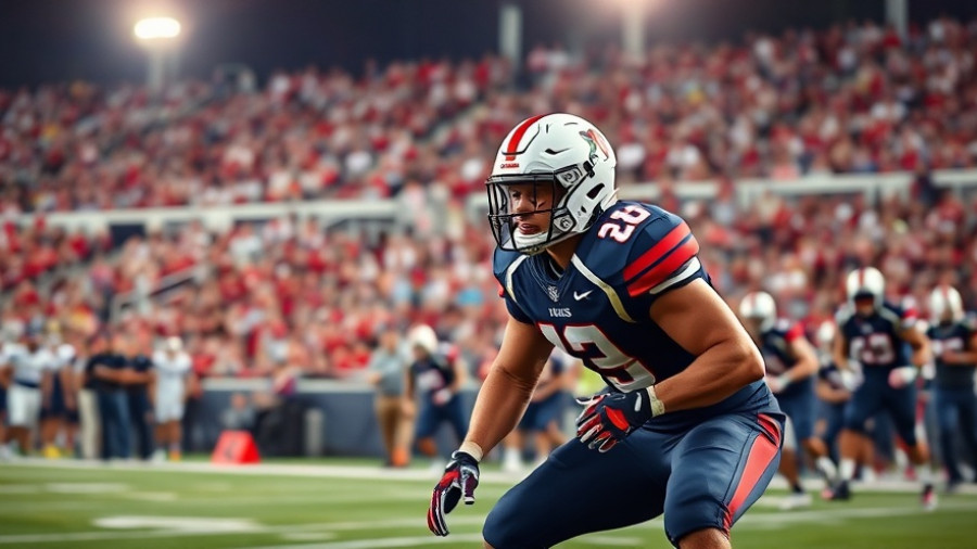 Florida high school football player in action on field.