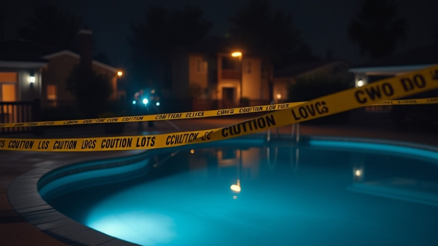 Orlando drowning incident poolside crime scene at night.