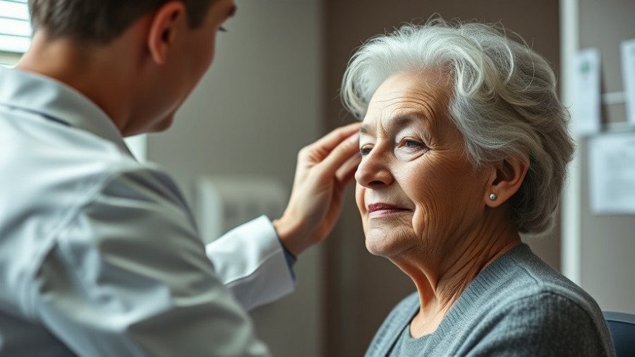 Older woman during breast exam, symbolizing breast cancer survival.