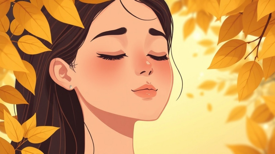 Guided meditation scene, young woman in peaceful meditation.