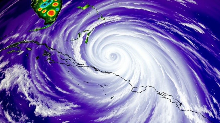 Hurricane Melissa approaching Jamaica with intense storm patterns.