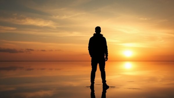 Manifest money out of thin air concept with silhouette at sunrise.