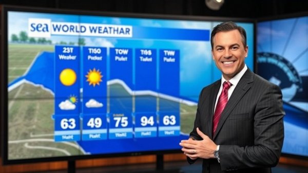 Orlando Weather Updates with presenter showing SeaWorld forecast.