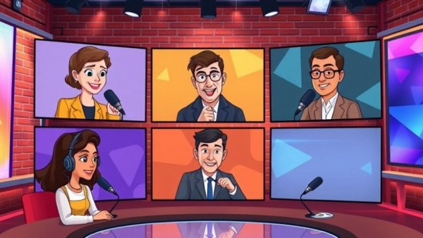 Composite virtual talk show discussing cloning of pets.