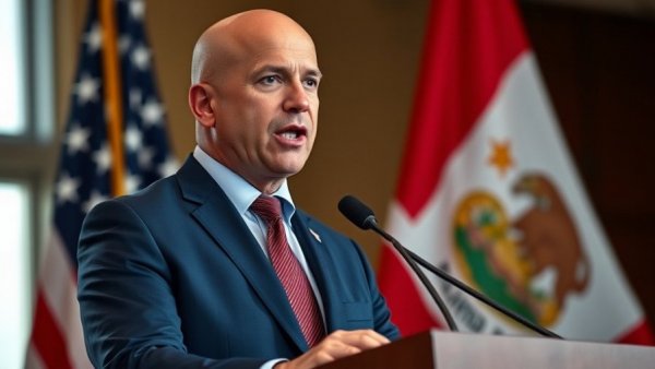 Orlando News: Speaker at podium with American and Florida flags.
