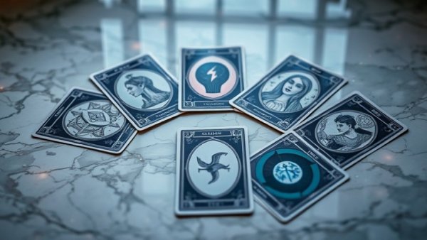 Enchanted tarot cards for energy alignment on marble.