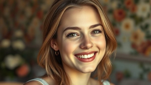 Building Better Habits: Smiling young woman indoors with floral background