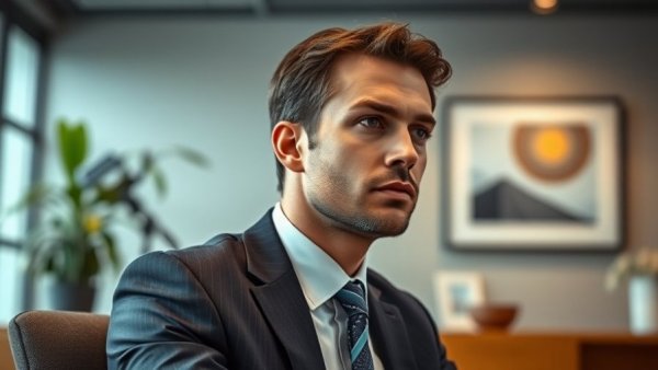 Professional man in office discussing pride flags workplace lawsuit.