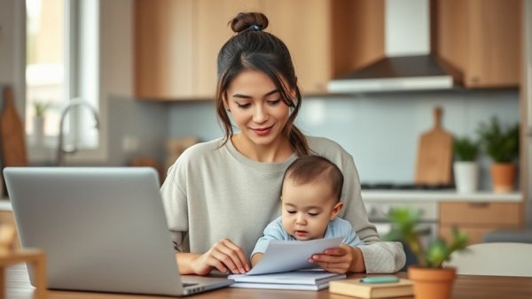 Mother multitasking with child, highlighting heart disease in women.