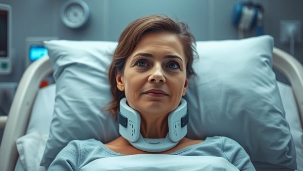 Bicycle Safety Awareness: Woman recovering in a hospital bed, emphasizing safety.