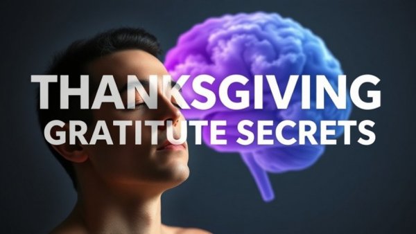 Individual meditating amid cosmic brain background with gratitude text.