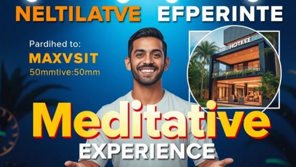 Vibrant event poster featuring meditative experience at Newark Hilton.