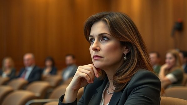Marjorie Taylor Greene, serious expression in a conference room.