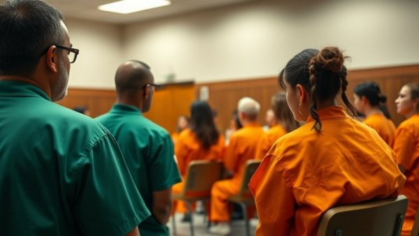 Courtroom scene in Miami Springs related to human trafficking.