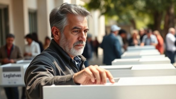 Man voting at Guinea-Bissau polling station during elections.