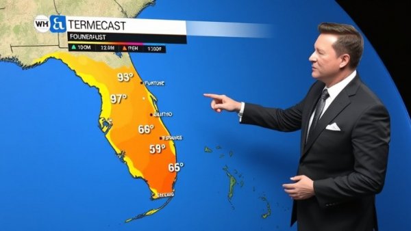 Florida Weather Updates: Presenter shows tomorrow's temperature map.