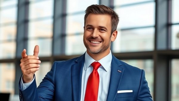 Confident man in suit, smiling indoors, Giving Tuesday Orlando.
