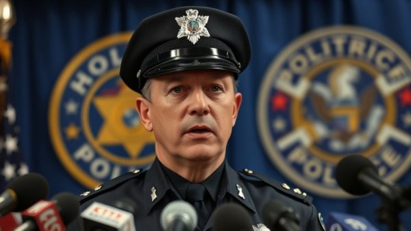 DeLand Police officer addressing shooting update in press meeting.