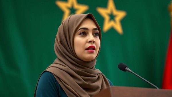 Tanzanian president speaking at podium with military emblem.