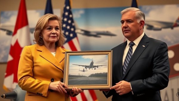 Speakers discuss AI Citizens Bill of Rights, holding a photograph, flags in background.