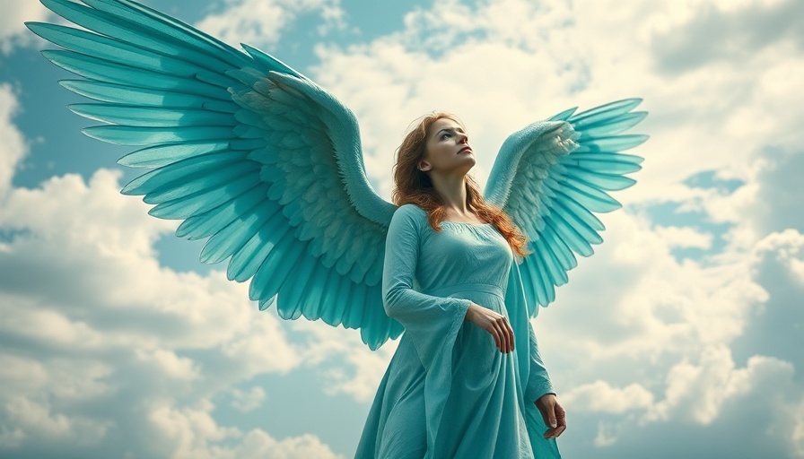 Ethereal angel with teal wings beneath 'Angel Number 1919 Meaning' text