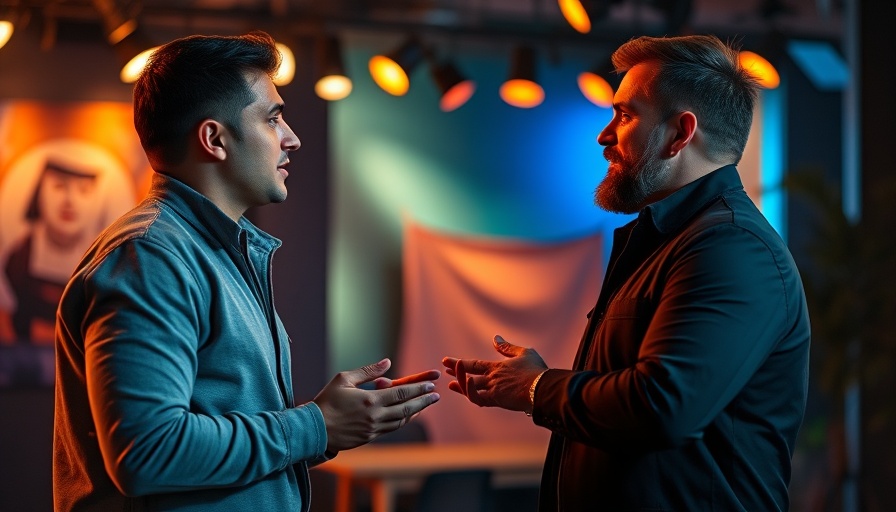 Two men discussing in a studio, building deep relationships.