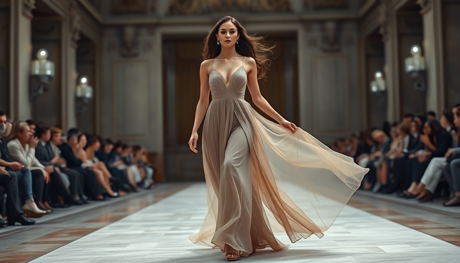 Model on Paris Fashion Week 2025 runway in a sheer gown.