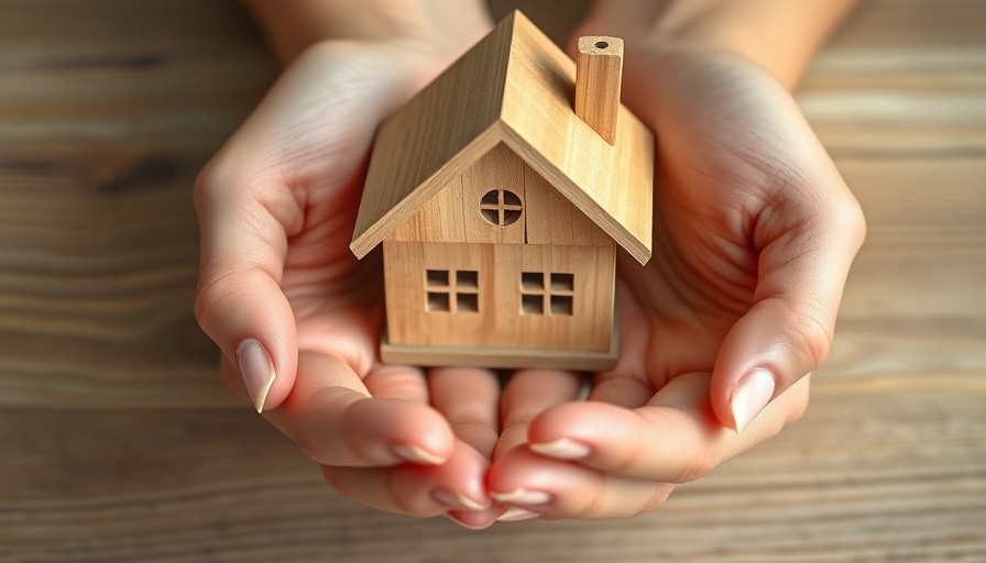 Supportive hands holding a wooden house symbolizing senior housing help.