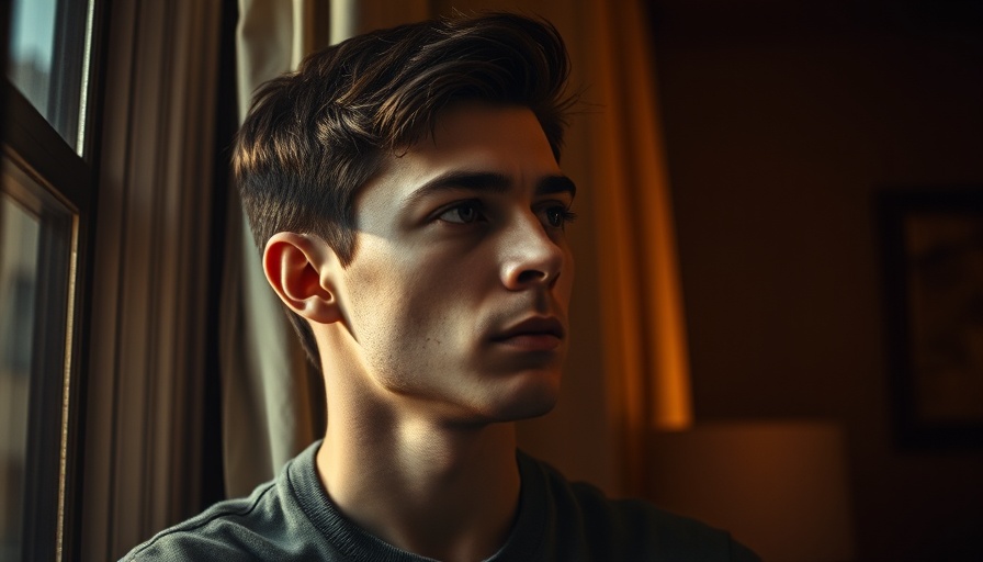 Thoughtful man reflecting indoors, highlighting men's mental health.
